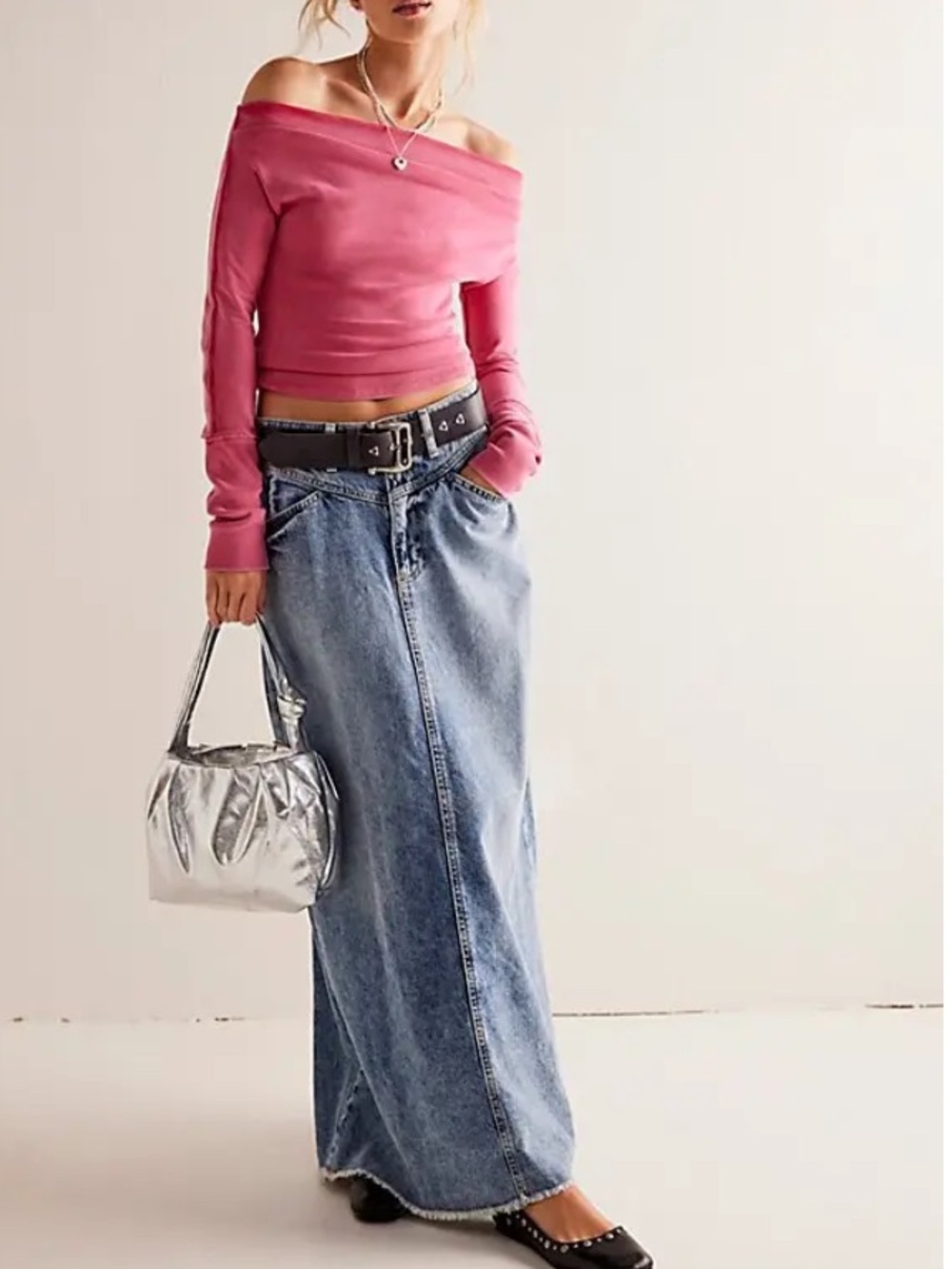 Come As You Are Denim Maxi Skirt
COLOR- Medium Indigo
NWT
Free People/
WTF